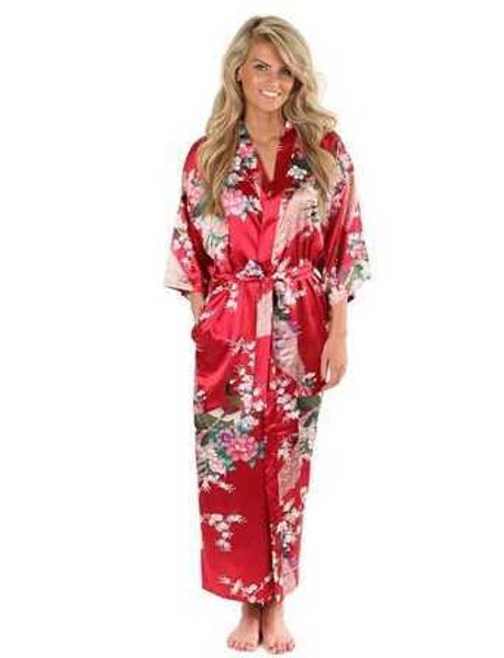 GZQ4 Kadın Uyku Salonu Yepyeni Siyah Kadınlar İpek Kimono Cüppeler Uzun Seksi Nightgown Vintage Baskılı Gece Çiçeği Plus S M L XL XXL XXXL A-045 D240419