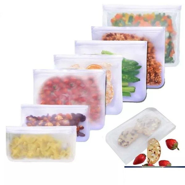 Alimentos Salvadores de armazenamento Recipientes Classic Saco de Refrigerador Vacuum Reutilizável Sile Silenciador fresco Sacos de carne de frutas de frutas Organizador 100pcs Drop Dhfox