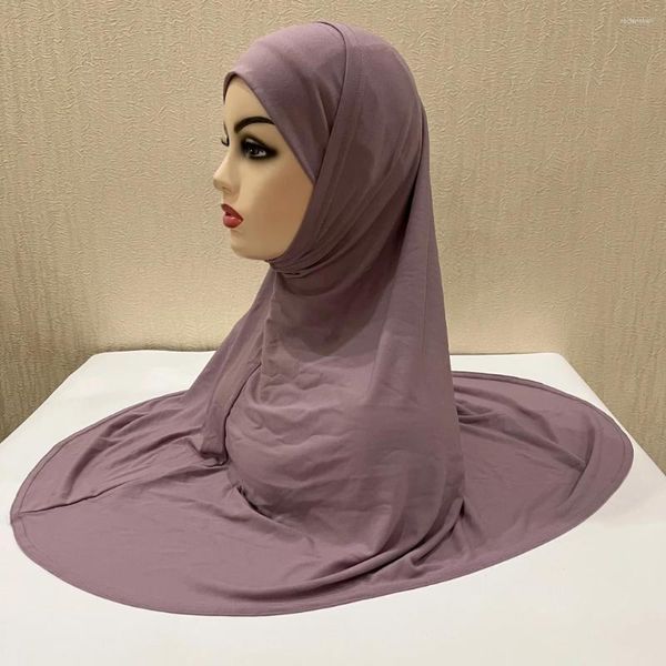 Roupas étnicas h292 liso Duas peças Hijab muçulmano grande com o queixo Parte de alta qualidade Amira puxar em lenço islâmico venda lenço na cabeça