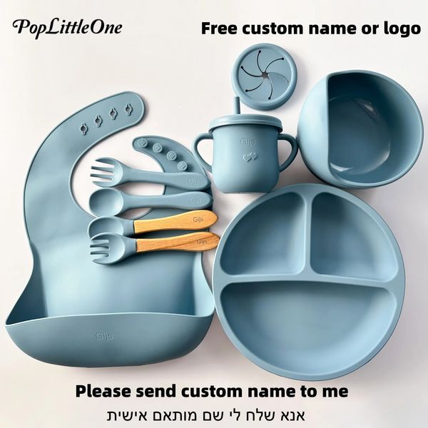 Kostenloser personalisierter Name Cartoon -Gerichte Teller für Baby Silicon Tabelle Tischgeschirr Schale Food Tablett Sippy Cup Löffel Baby Stuff 240409