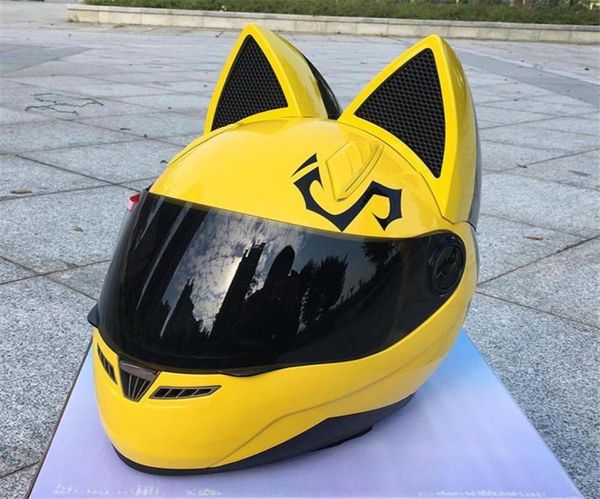 Nitrinos Cat Ear Motorcycle Capacete Crosscountry Man and Woman Racing Helmet Four Seasons Antifog Allover Cat Celmet1189057