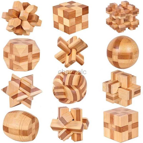 3D Puzzles Wooden Kong Ming Lock Lu Ban Lock IQ Teaser Bray Educational Toy for Childre