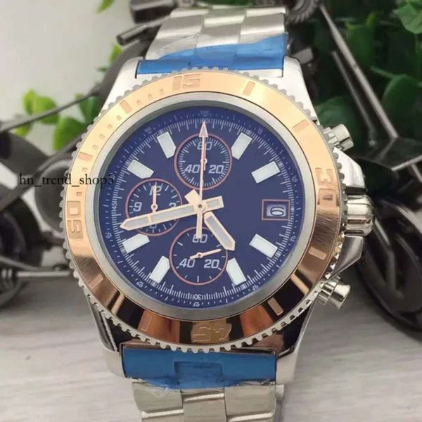 1TOT 1TOT ALTES BRAND NEW ARBEITEL Quarz Chronograph Herren Armbandwatch Superocean A17384 Schwarzes Zifferblatt Nummer Platin -Skelett Edelstahl männliche Uhr 57 57