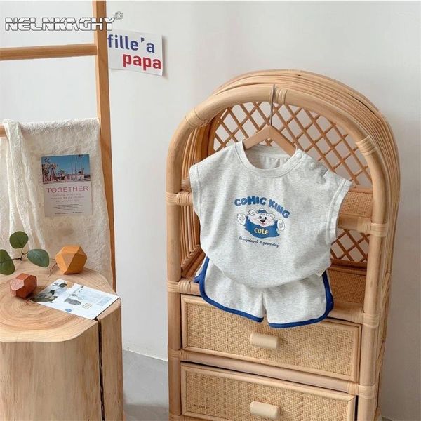Kleidungssets 2024 Sommer in Kindern Infant Jungen Cartoon Set 2pcs-Kleinkind Beach Top T-Shirts SHRTS Baby Baumwollkleidung 3m-3y