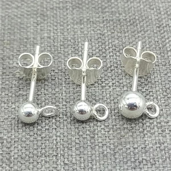 Bolzenohrringe 10PRs von 925 Sterling Silber Ball -Ohrring -Pfosten mit geschlossenem Sprungring runden Perlenohr 3mm 4mm