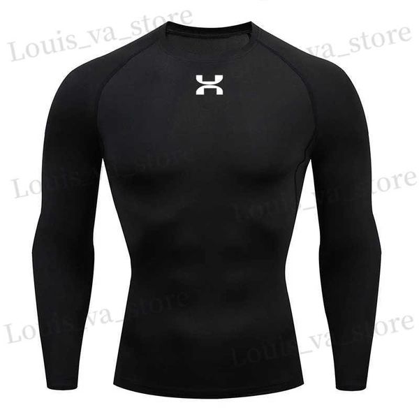 Camisetas masculinas esportes top top rápido seco masculino camisa de compactação longa slve segundo treino de ginástica de ginástica curta de camiseta curta homens usam t240419