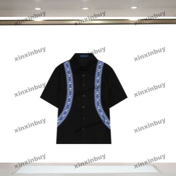 Xinxinbuy Мужчины дизайнерская футболка футболка 2024 Italy Websing Embess Letter Letter Jacquard Fabry Sets Джинсовая с коротким рукавом хлопковые женщины белый черный синий XS-2XL