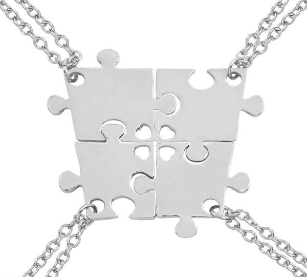 Anhänger Halskette 4 Stück Set von guten Freunden Serie Hollow Love Puzzle Geometrische Halskette Unisex Freundschaft BFF Schmuck Auswahl 7553573