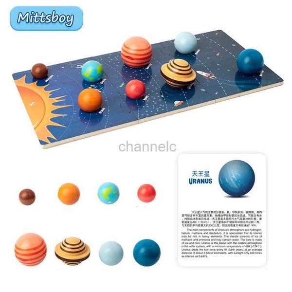 Puzzle 3d baby montessori in legno giocattoli di istruzione precoce 3d otto pianeti puzzle universo giocattolo cognizione solare sistema di abbinamento pianeta 240419