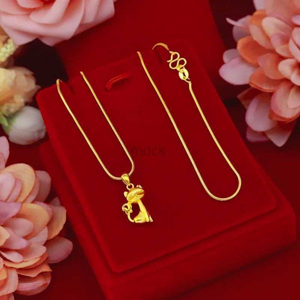 Collane a ciondolo di lusso 18k oro collana originale per donne simpatiche gatto ciondolo per nozze di alta qualità gioielli oro vera gioielleria bijoux femme 240419