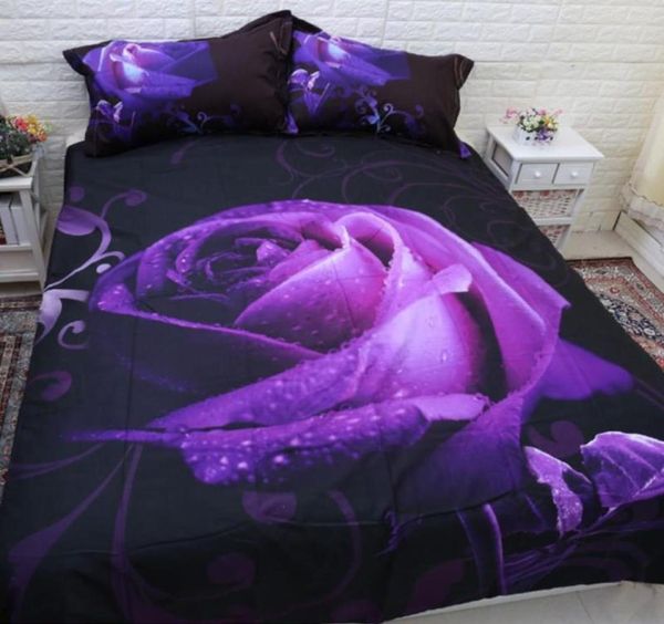 Set di biancheria da letto con trapunta di loinsunshine set di letti matrimoniali set di boschetti per rosa viola stampe 3d cover AB882045553