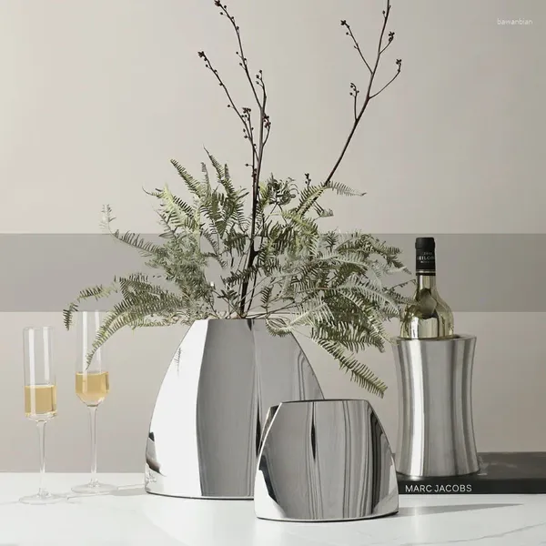 Вазы простые современные домашние металлические зеркало изогнутая цветочная ваза
