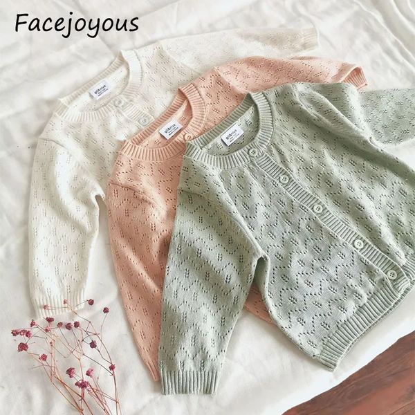 Spring Baby Girl Hollow Knit Sweater Cardigans Summer Toddler Born Sleeves Longes Jackets Children KniTed Tops 240507