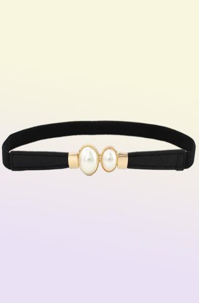 Cintos Mulheres Double Pearl Belt Belt Feminino preto vermelho PU de couro PU Salia de cintura elástica feminina feminina Designer de cintura ND2354599711