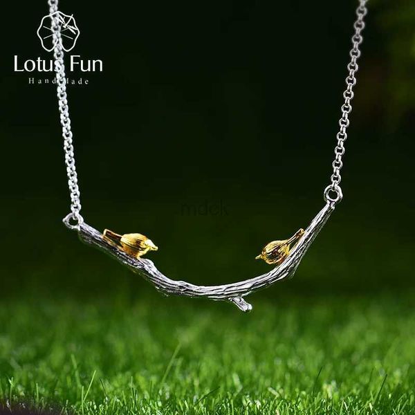 Colares pendentes Lotus Fun Real 925 Sterling Silver Natural original Mada artesanal Jóias finas 18k Gold Bird On Branch Colar para Women Gift Bijoux 240419