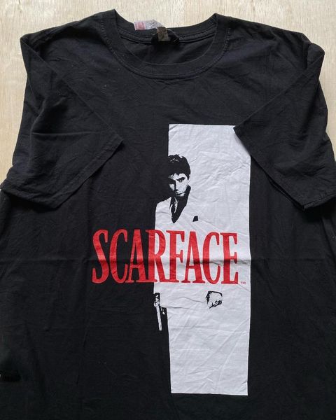 Damen T-Shirts Scarface Mask Fashion 1983 Film und Fernsehen losen losen Patchon-Baumwollkleidung Sommer kurzärmeligte T-Shirt