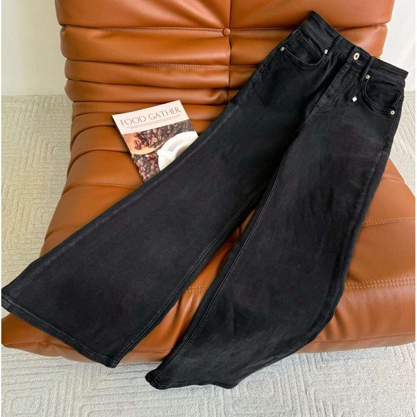 Designer jeansrouser gambe aperte forcella capricci di jeans capris aggiungenti pile ad addensare pantaloni da jean slicting marca marca da donna abbigliamento da abbigliamento