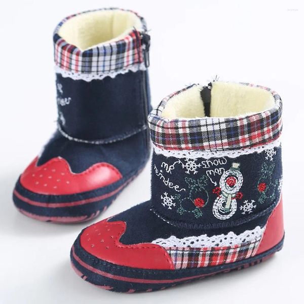 Stivali per neonati per neonati peluche che gira la neve corta inverno scarpe da bambino calda calda e sola stampa di cotone infant