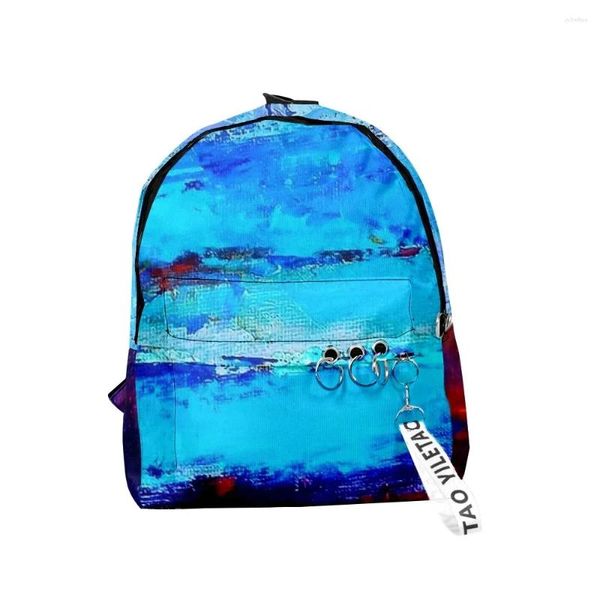 Mochila Mochila Juventude Tie Tie Graffiti Pintura a Óleo Backpacks Backpacks 3D Impressão Oxford Chave à prova d'água Cadeia pequena viagens Pequenas