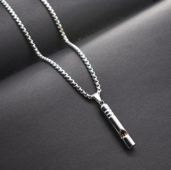Подвесные ожерелья свистка ожерелье Hiphop Personaly Mendy Mense Simple Cool Flute может взорвать творческую металлическую цепь3583185