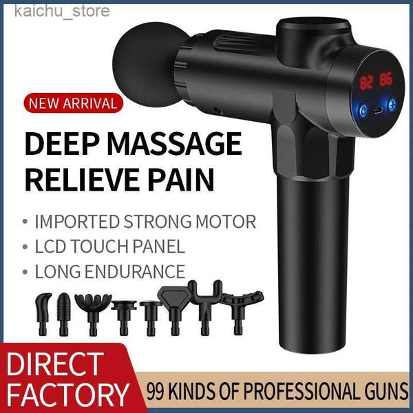 Electric Massagers Fascia Gun ist eine verbesserte Version der Muskelrelaxation und Hochfrequenzvibration Deep Massage Tool zur Entspannung und Fitness Y240425