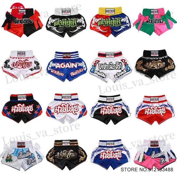 Shorts maschile Muay Thai Shorts Satin Boxing Training Pants Womens Girls Girls Martial Arts Grappling Taekwondo T240419