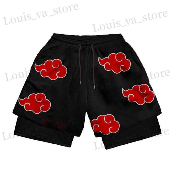 Shorts maschile per le prestazioni anime Shorts uomini donne da 2 in 1 palestra manga stampa 3d maglie a secco sport sport pantaloni estate allenamento estivo t240419