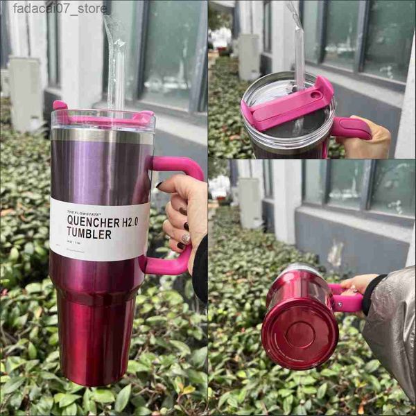 Becher Schwarz Chroma Schokoladengold -Quencher H2.0 40oz Tassen Cosmo Pink Tumbler Isolierte Autokassen Edelstahl Wasserflasche X Kopie mit 1 Q240419