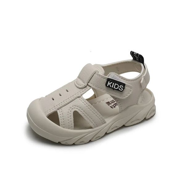 Sommerkind Sandalen Baby Girls Jungen Anti-Kollision Kleinkindschuhe weiche Boden echte Leder Kinder Kinder Strand Sandalen 240416