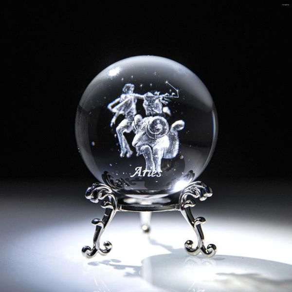 Estatuetas decorativas hd 3d a laser constelação Ball Crystal Paperweight Sphere Fengshui com floração banhada