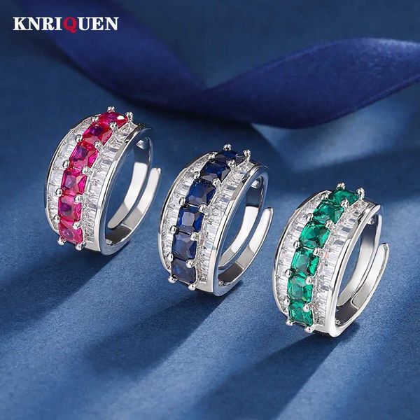 Anéis de casamento 2023 Retro 4mm Ruby Emerald Sapphire Rings Laboratório Banda de casamento Diamond Wedding Party Party Finely Jewelry Feminino Gift 240419