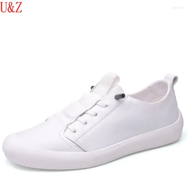 Scarpe casual vere in pelle vitello uomo sneakers nero/bianco maschio guida morbida tendenza esterna liscia USA