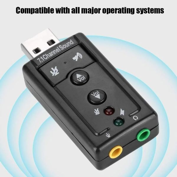 Новый 7.1 CH -канал USB Audio Sound Card USB 2.0 MIC Discher Audio Audio с микрофоном 3,5 -мм гнезда для ПК