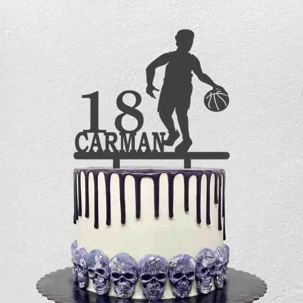 Party liefert personalisierte Basketball -Kuchen -Toper Custom Name Age Man spielt zur Geburtstagsdekoration für Spieler