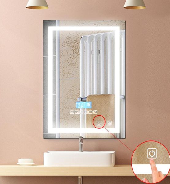 1 pc moderno a led da 24 W Specchio a parete montato da bagno a monte illuminato semplice retroilluminazione con touch bottoni di vanità specchio per trucco leggero2723245