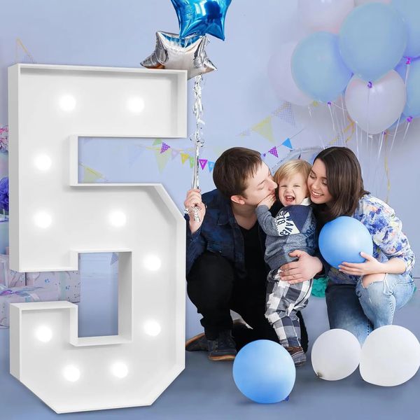 4ft DIY Marquee Light -up -Zahlen für 16. 60. Geburtstag Dekor Mosaiknummern für Luftballons Jubiläum Party Foam Board Kit XMAS 240419