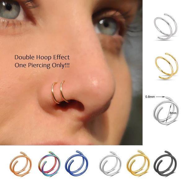 Stumo anelli naso in acciaio inossidabile da 1 pezzo per donne 20g Hoops Twist Cartilage Tragus Sept Piercings Body Jewelry 240407
