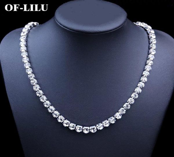 Fashion Men039s Hip Hop Hop Gold Silver Necklace 6mm Rhinestone Natural Zircone Tennis Linnico Punk Gioielli Punk CHOKER Long Chain 18I8291577