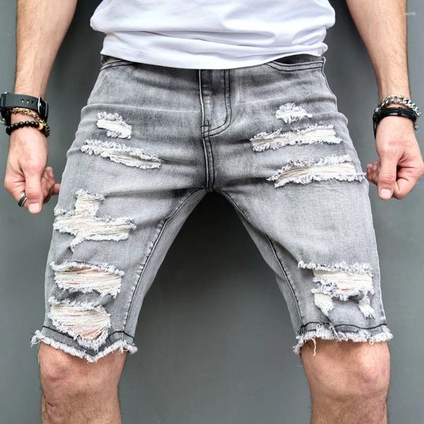 Maschile jeans street estate buchi slim fit beach shorts shorts eleganti maschio solido jeans casual jeans pantaloni a cinque punti