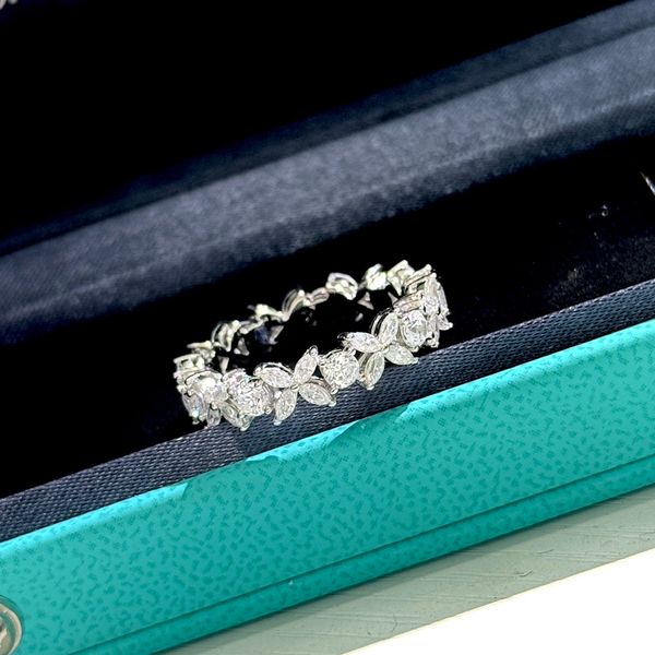 Роскошное кольцо Diamond Ring Designer Полный кружевные драгоценности свадебные дамы ежедневные наряды подарка на день рождения