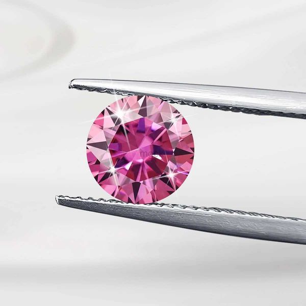 Alyans gerçek pembe moissanit 0.1ct-20ct gevşek taşlar moissanites parlayan ince mücevherler yuvarlak laboratuvar elmaslar halka malzeme geçiş test cihazı 240419