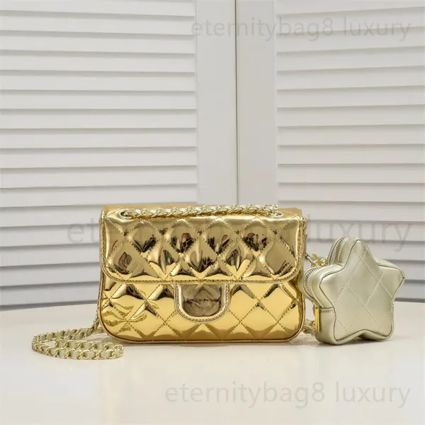 Borsa di qualità calda 10A di qualità fatta da donna Shiny Gold Goldbag Gollo a tracorsa