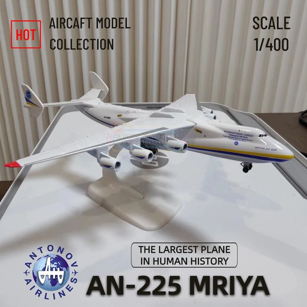 Ucrânia Antonov AN225 Réplica MRIYA Escala 1 400 Hercules Aircraft Model Aviação Plano Metal Miniature Boy Boy Xmas Gift Toy 240408