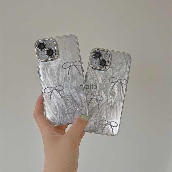 Case di telefonia cellulare inchina filo di piume perle tridimensionali adatto per iPhone 14 Promax 13 Telefono Case 12 Creatività 15 carineria H240419