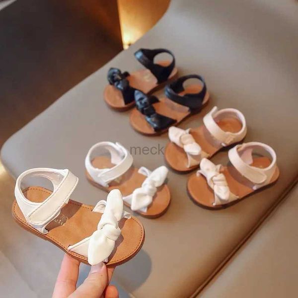 Сандалии девочек принцесса сандалии с луком мод классическая детская детская пляжная обувь детские летние сандалии простые размеры 21-30 горячая распродажа 240419