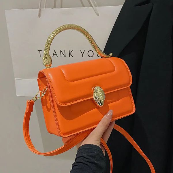 Briefzüge junge Mädchen Fashion Schulter Messenger Taschen elegante Damen Trendy Allmatch Schlangenkopfbeutel Orange Casual Party einzigartige Totes Beutel