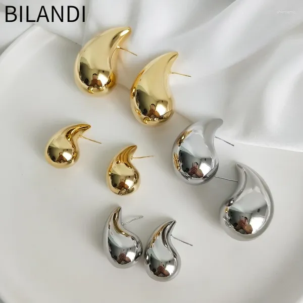 Orecchini per borchie Bilandi gioielli moderni moderni metallizzato in argento placcato in oro lacrima per le orecchie da donna Accessori per le orecchie