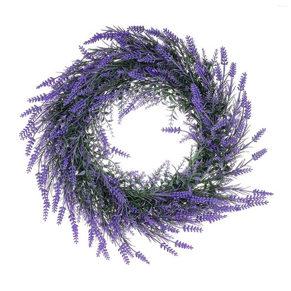 Flores decorativas de 45 cm de lavanda roxa de guirlanda porta de plástico pendurada decoração de parede para decoração de casamento externo em ambientes externos