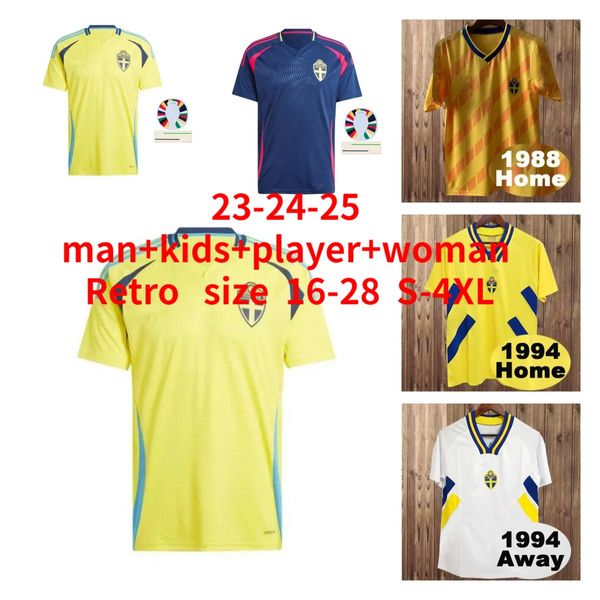 24 25 Svezia National Team Soccer Jersey Away Gyokokes Isak Kulusevski Elanga Holm Larsson Cajuste Claesson Hien 2024 2025 Set di camicie da calcio Kids and Man Kit