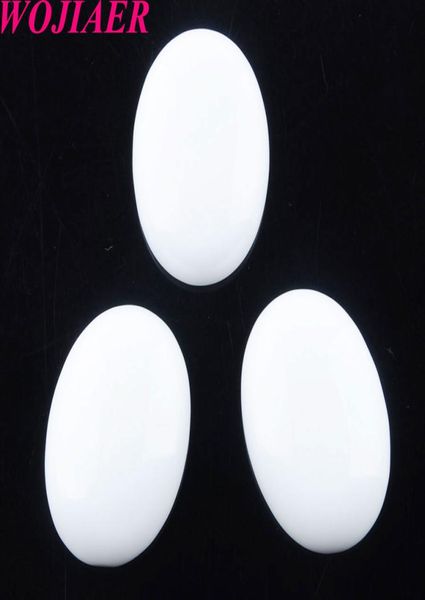 Wojiaer Natural White Jade Gemstone perline ovali cabochon cabina senza buco 22x30x7mm per orecchini che producono accessori per gioielli U81096203167